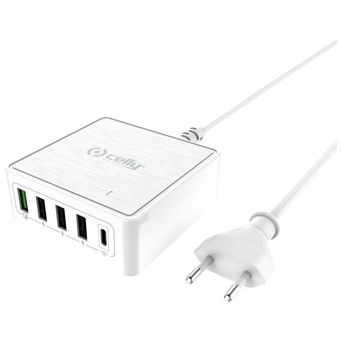 Celly 8021735744887 POWERSTATION Caricatore USB 4 Porte USB 1 Porta USB-C PD 60 W colore Bianco