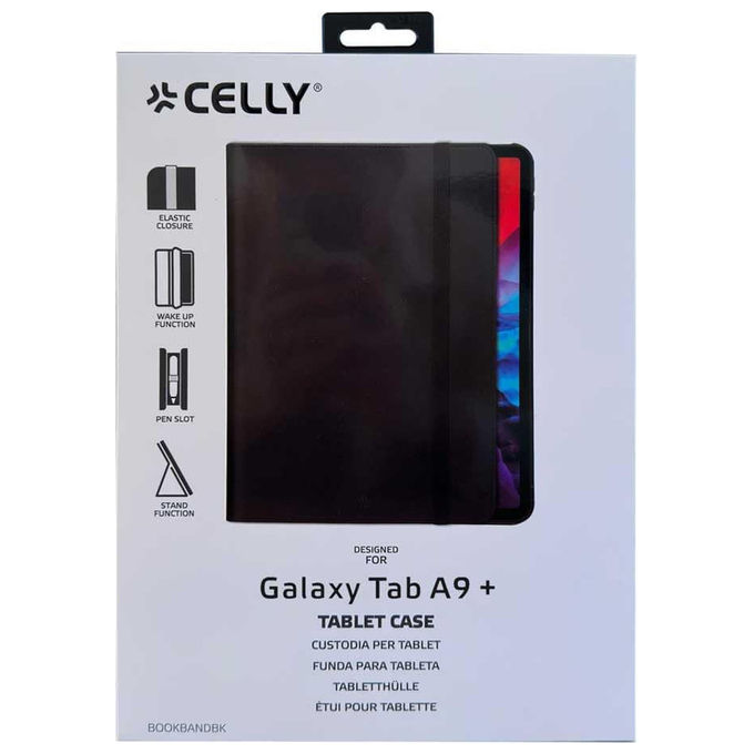 Celly Bookband BOOKBAND22 custodia a libro per Samsung Galaxy Tab A11+ e A9+ similpelle nera funzione stand alloggiamento S Pen
