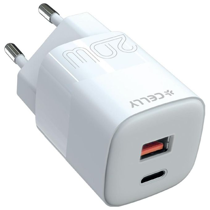 Celly Caricabatterie Tc 1 Usb-A 1 Usb-C 20W Evo Bianco