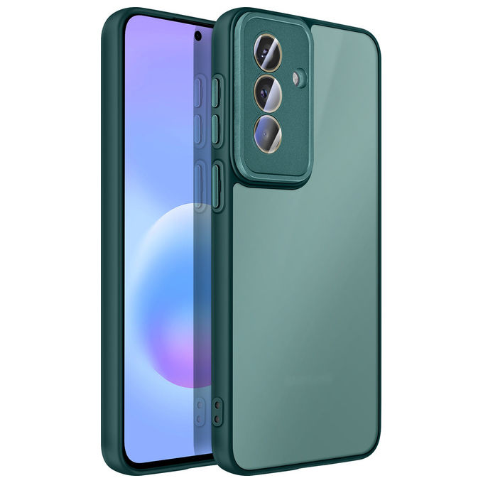 Celly cover morbida TPU per Samsung Galaxy A57 5G, effetto sabbiato, tasti a contrasto, trasparente verde