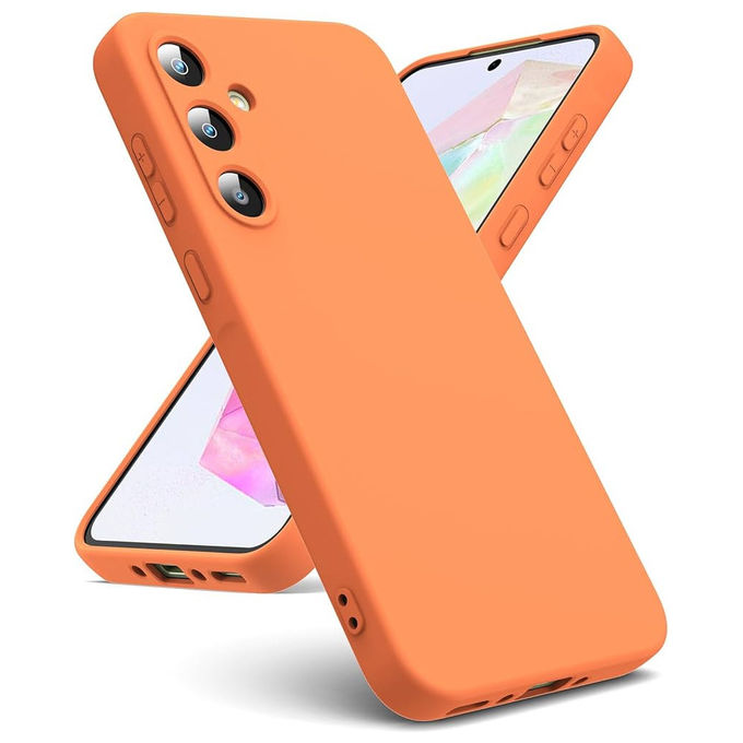Celly cover per Samsung Galaxy A57 5G, Sandcase, TPU anti-shock, effetto sabbia antiscivolo, trasparente arancione