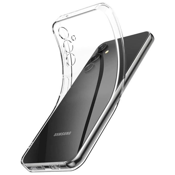 Celly cover Samsung Galaxy A37 5G, TPU morbido effetto sabbia, protezione anti-shock, tasti a contrasto, nero trasparente