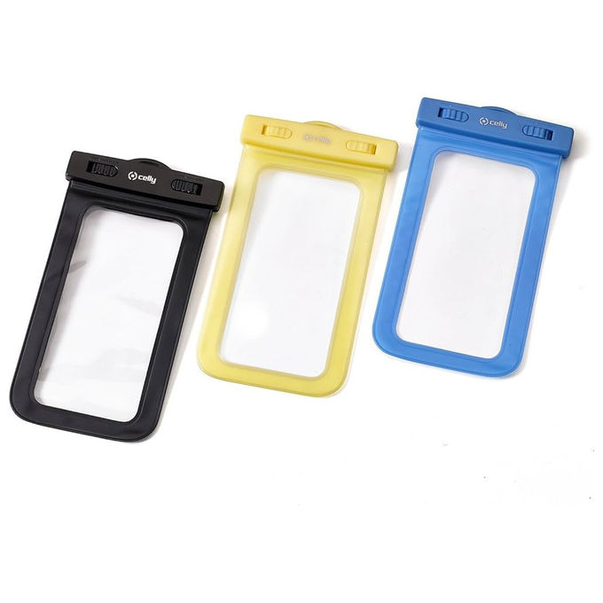 Celly Custodia Impermeabile Fino a 7 Pollici Arancione e Trasparente PVC con Cordino