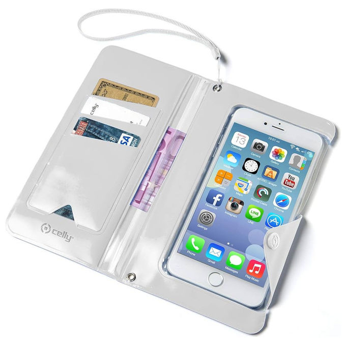 Celly Custodia Impermeabile Smartphone fino a 7 Pollici Trasparente con Laccio Celly Custodia Impermeabile Smartphone fino a 7 Pollici Trasparente con Laccio