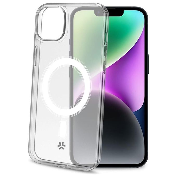 Celly GELSKINMAG1053 Gel Skin Magnetic Cover per iPhone 15 MagSafe Compatibile TPU Policarbonato colore Trasparente