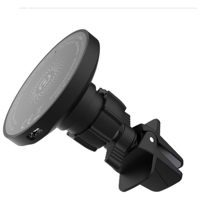 Celly GHOSTMAGCHARGE Supporto Auto Magnetico con Ricarica Wireless MagSafe 15W Rotazione 360° Alluminio colore Nero