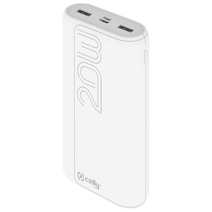 Celly PBPD20000EVOWH EVO Power Bank 20000 mAh Ricarica Rapida 20W 3 Porte USB colore Bianco