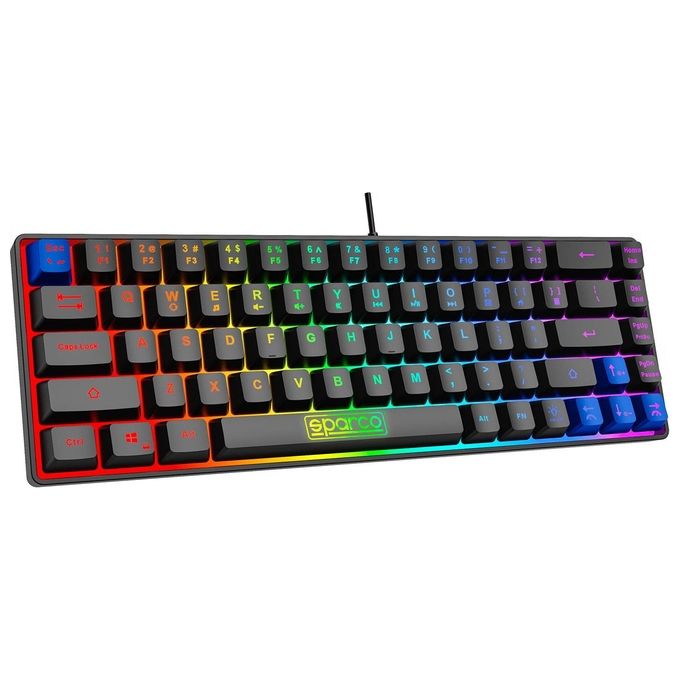 Celly SPKEYBWIRED Ghost Tastiera Gaming Cablata Layout USA Retroilluminazione RGB Anti-ghosting 68 Tasti 65% colore Nero