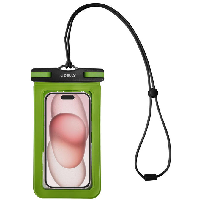 Celly Splashbag custodia impermeabile universale verde per smartphone