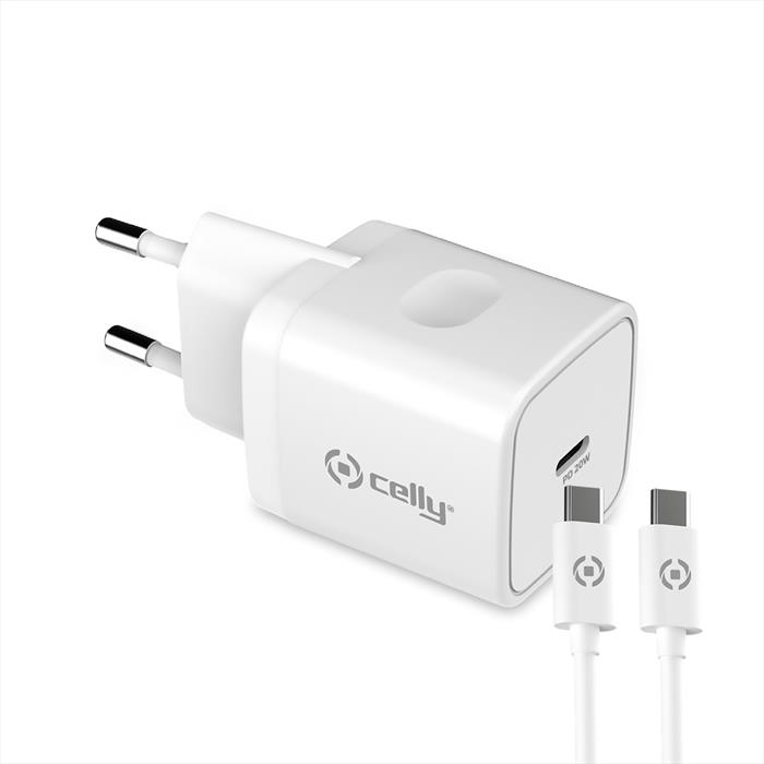 Celly - Tc1c20wlightwh - Tc 1 Usb-c 20w + Light Cable-bianco/plastica