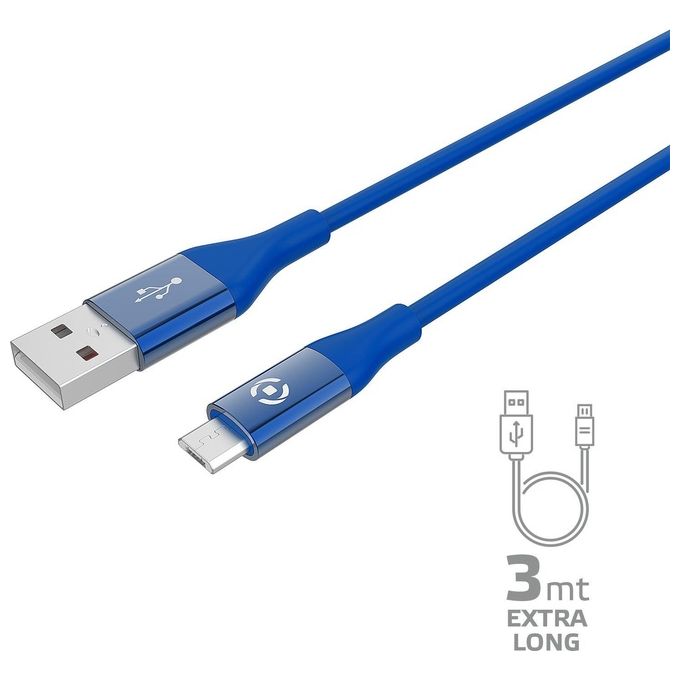Celly Usb Micro Color 3mt Blu Celly Usb Micro Color 3mt Blu