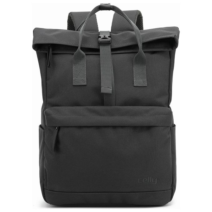 Celly VENTUREPACKBK Zaino da viaggio con scomparto per notebook fino a 15.6'' e tasche esterne in PU pelle e poliestere colore Nero