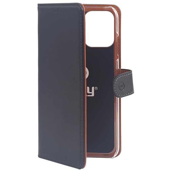 Celly WALLY1004 Wally Custodia a Libro per iPhone 12 12 Pro 6.1'' Ecopelle Chiusura Magnetica 3 Tasche Porta Carte colore Nero Marrone
