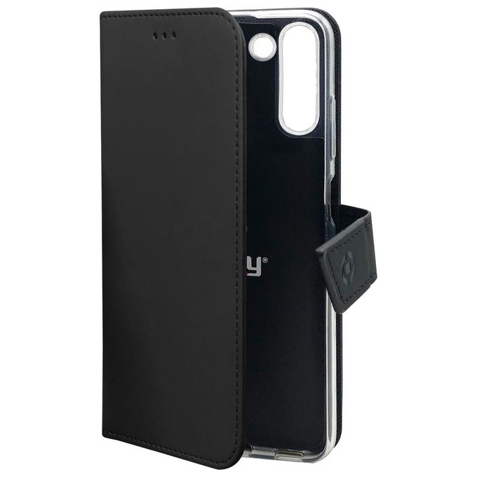 Celly WALLY1032 Wally Custodia Flip a Libro in Ecopelle per Samsung Galaxy S23 5G Slot Carte Funzione Stand colore Nero