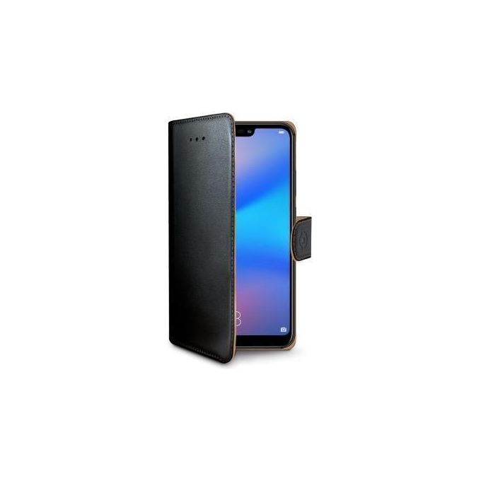 Celly WALLY744 Custodia a Libro per Huawei P20 Lite Similpelle Flap Magnetico Portafoglio con Stand colore Nero
