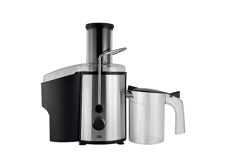 CENTRIFUGA OK OPJ 4321, Potenza 1000 W, Recipiente succo da 1,25 l, 2 velocità velocità, in - Plastica e acciaio inox, ACCIAIO/BLACK