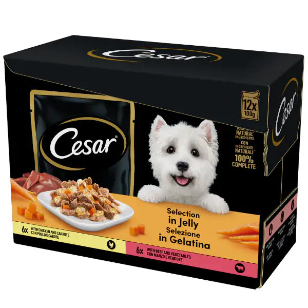 Cesar Dog Selezione Delizie del Giorno Multipack 12x100 gr 6x Pollo 6x Manzo - 1° ORDINE? scegli tra BZR5 - BZR20 + 200 pt fedeltà