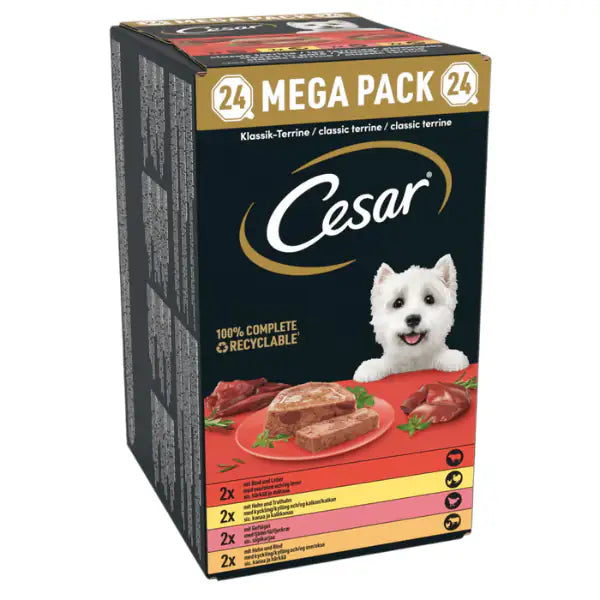 Cesar Dog Terrine Grain Free multipack 24x150 gr 8x Pollo 8x Manzo 8x Agnello 8x Tacchino - 1° ORDINE? scegli tra BZR5 - BZR20 + 200 pt fedeltà