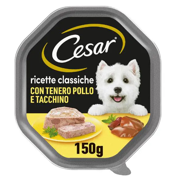 Cesar Ricette Classiche 150gr Pollo e tacchino - confezione da 14 pezzi - Cibo umido per cani - 1° ORDINE? scegli tra BZR5 - BZR20 + 200 pt fedeltà