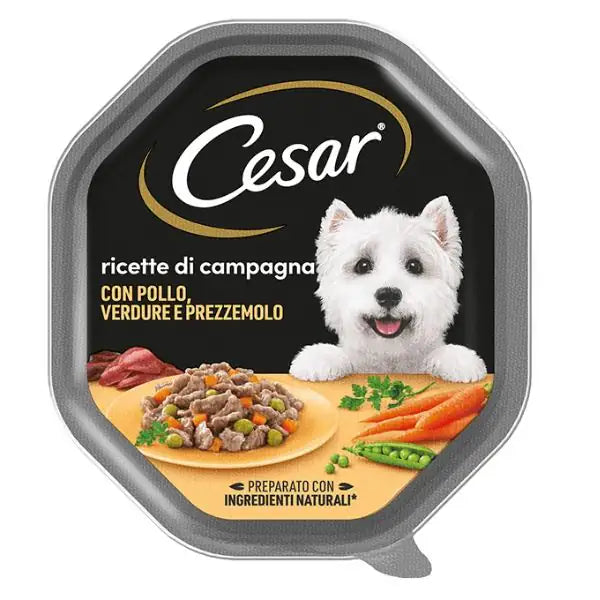 Cesar Ricette di Campagna 150gr Pollo e verdure - confezione da 14 pezzi - Cibo umido per cani - 1° ORDINE? scegli tra BZR5 - BZR20 + 200 pt fedeltà