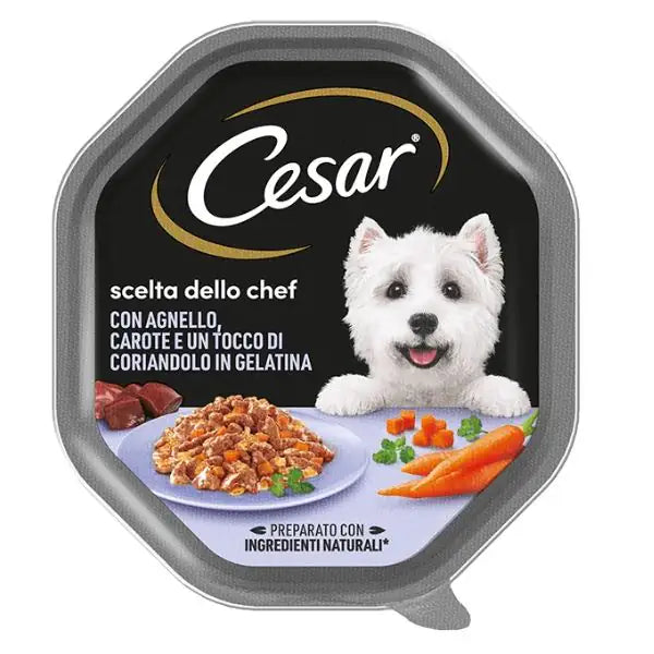 Cesar Scelta dello Chef 150 gr per cani di taglia piccola Agnello, Carote e Coriandolo - confezione da 14 pezzi - Cibo umido per cani - 1° ORDINE? scegli tra BZR5 - BZR20 + 200 pt fedeltà