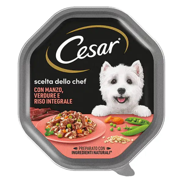 Cesar Scelta dello Chef 150 gr per cani di taglia piccola Manzo e riso - confezione da 14 pezzi - Cibo umido per cani - 1° ORDINE? scegli tra BZR5 - BZR20 + 200 pt fedeltà