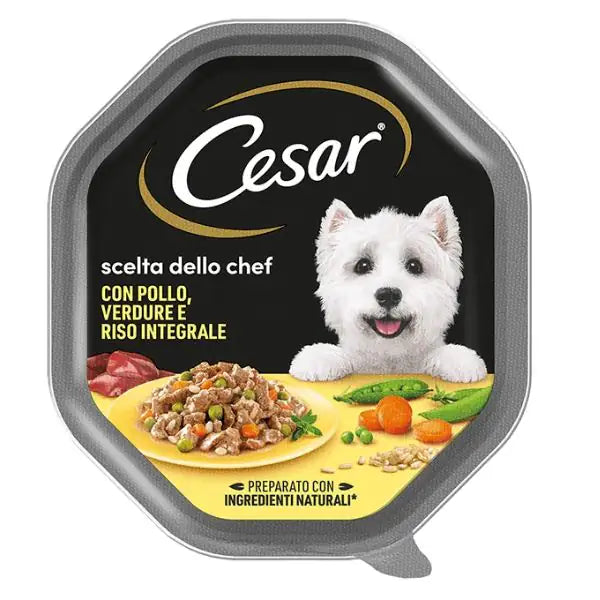 Cesar Scelta dello Chef 150 gr per cani di taglia piccola Pollo con riso integrale e verdure - confezione da 14 pezzi - Cibo umido per cani - 1° ORDINE? scegli tra BZR5 - BZR20 + 200 pt fedeltà