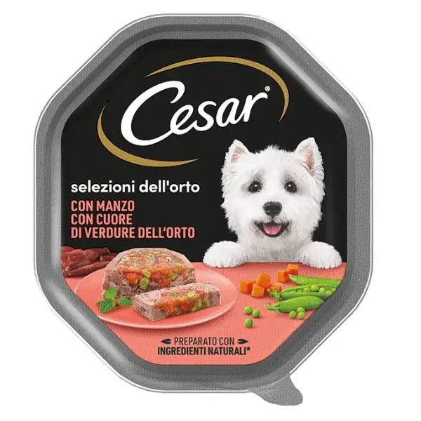 Cesar Selezioni dell'orto per cani di taglia piccola 150 gr Cuore di verdure con manzo - confezione da 14 pezzi - Cibo umido per cani - 1° ORDINE? scegli tra BZR5 - BZR20 + 200 pt fedeltà