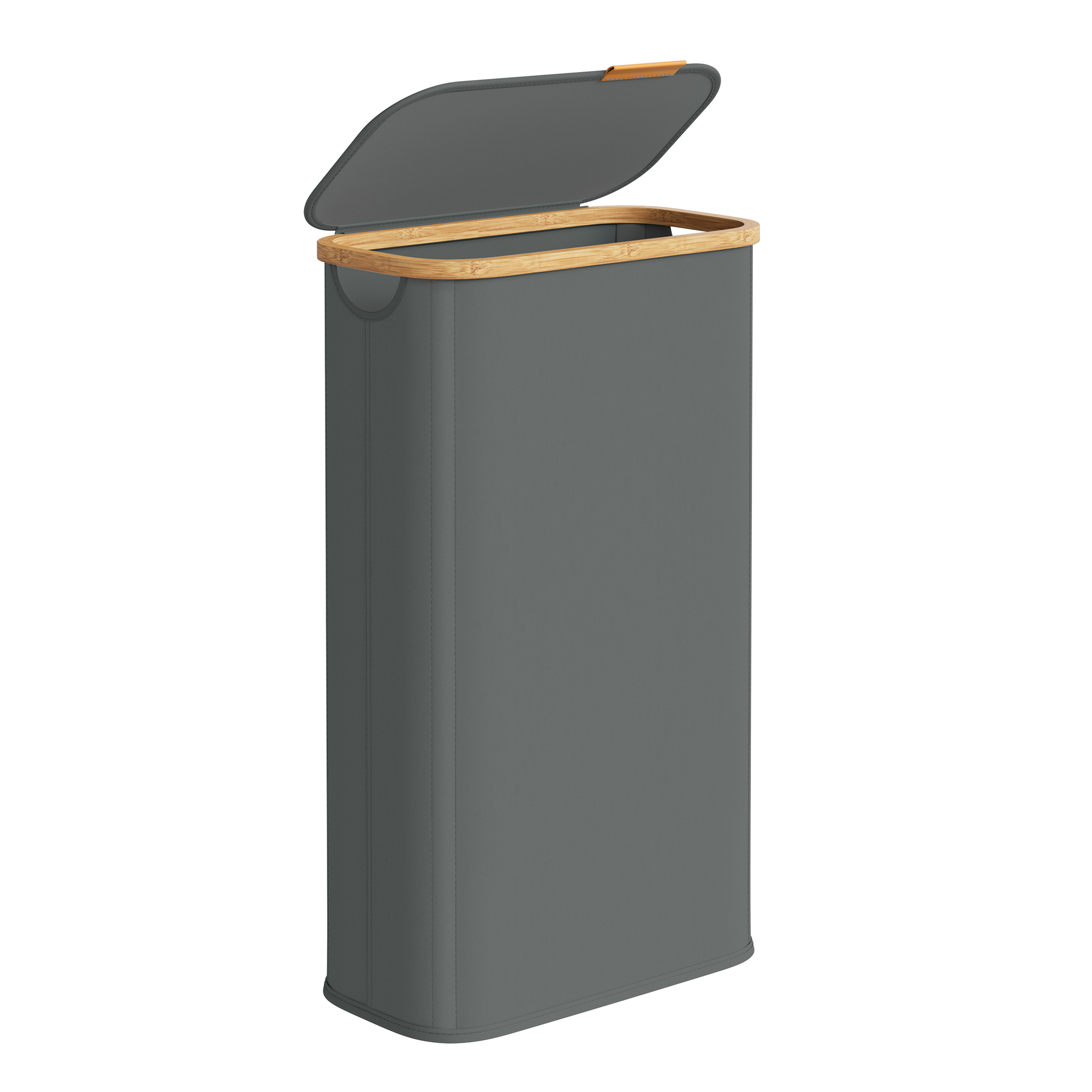 Cesto per Biancheria SONGMICS con Coperchio, Cesto per Biancheria Stretto, Tessuto Oxford, Pieghevole, Struttura in Bambù, per Lavanderia, Camera da Letto e Soggiorno, 70 L, 42 x 22,5 x 70,5 cm,