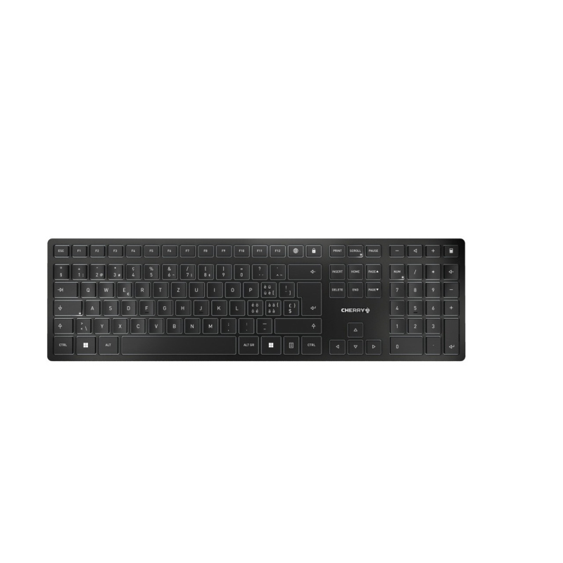 Cherry kw 9100 slim tastiera universale rf senza fili + bluetooth qwertz svizzere nero
