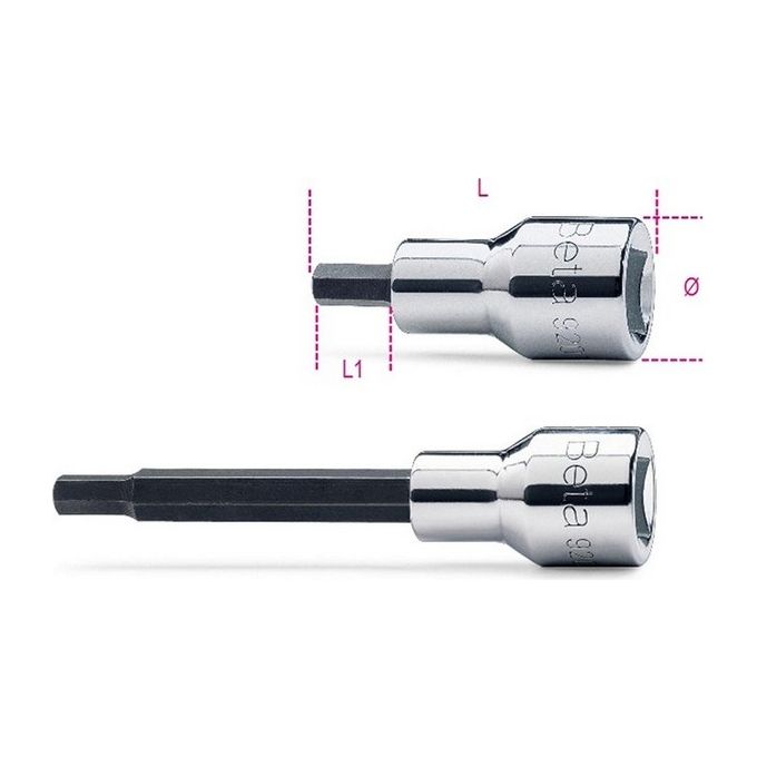 Chiave a bussola 1/2"F giravite maschio esagonale (7mm) Cromo lucido 920/PE 009200420