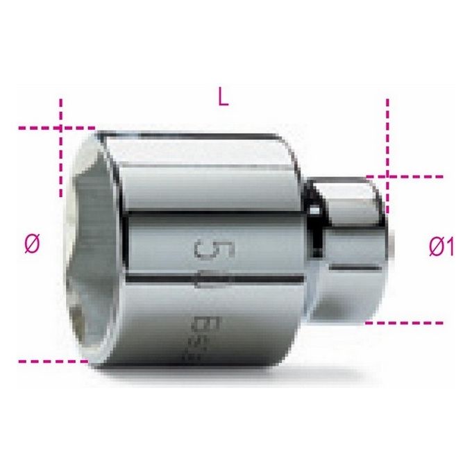 Chiave a bussola 3/4"F bocca esagonale (34mm) Cromo lucido 928/A 009280034