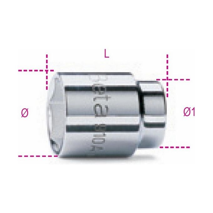 Chiave a bussola 3/8"F bocca esagonale (19mm) Cromo lucido 910/A 009100019