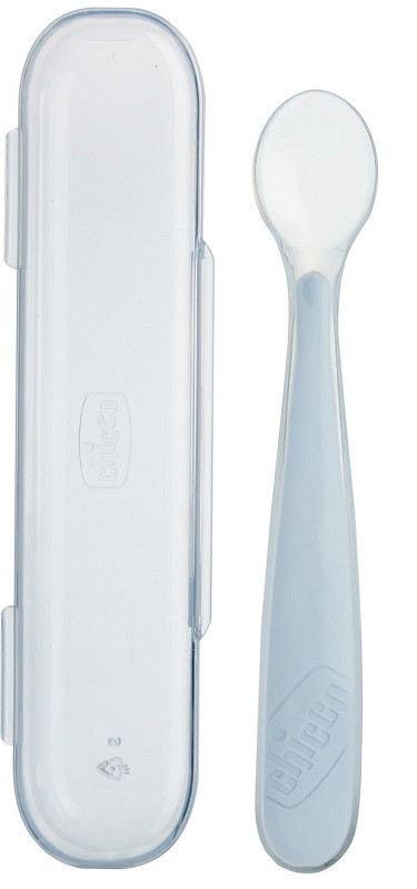Chicco Cucchiaio Morbido Silicone con Case Grigio 6 Mesi+