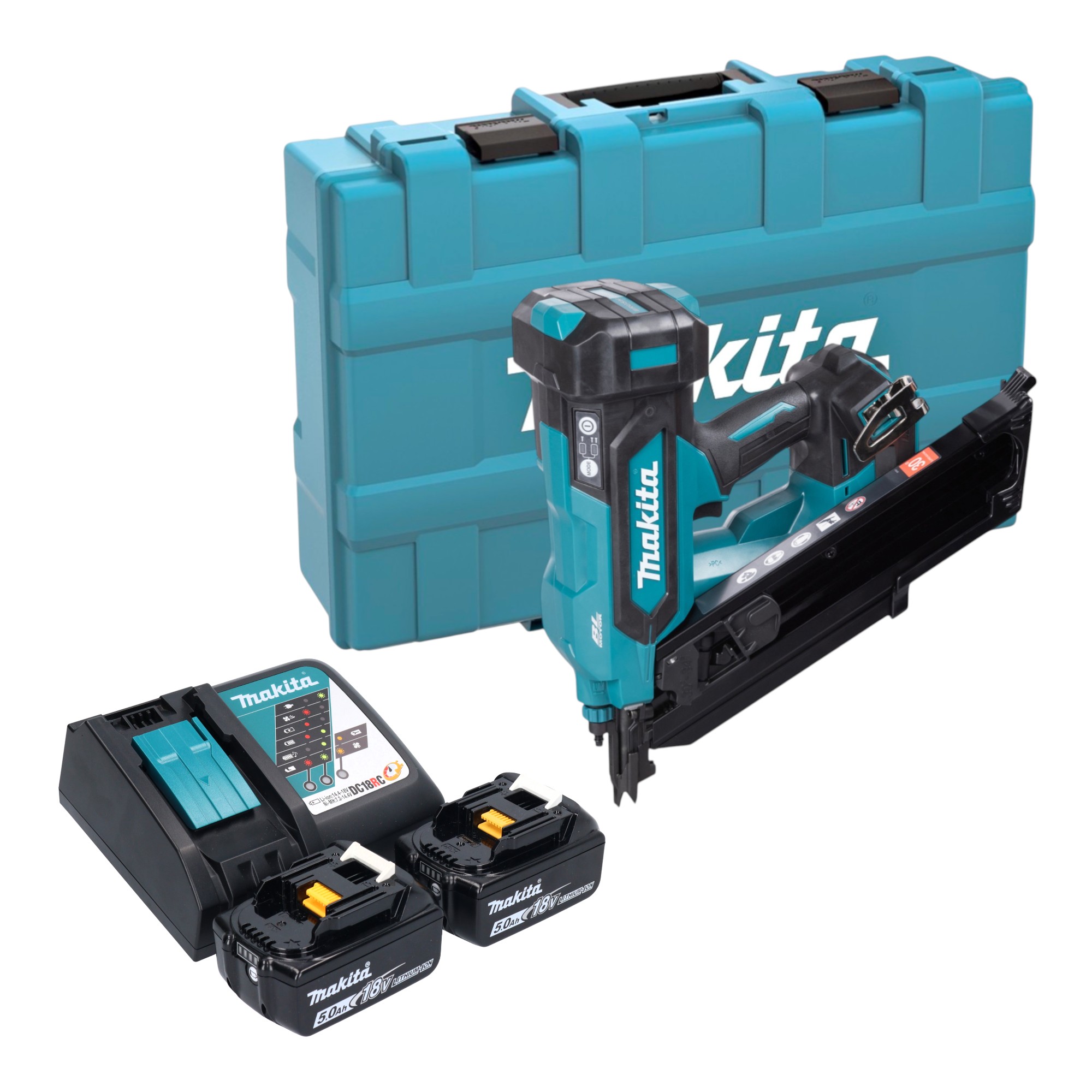 Chiodatrice A Strisce A Batteria Makita Dbn 900 Rtk 18 V 50 - 90 Mm Brushless + 2 Batterie Da 5,0 Ah + Caricabatterie + Valigetta Chiodatrice A Strisce A Batteria Makita Dbn 900 Rtk 18 V 50 - 90 Mm Brushless + 2 Batterie Da 5,0 Ah + Caricabatterie + Valigetta