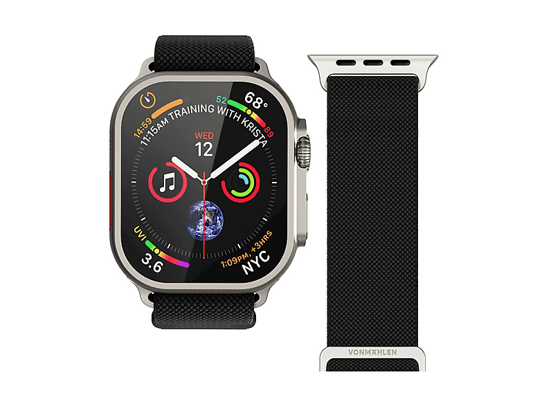 CINTURINO SMARTWATCH VONMAHLEN Cinturino Apple W Classic Nylon Loop, 40/41/42 Nero, flessibile