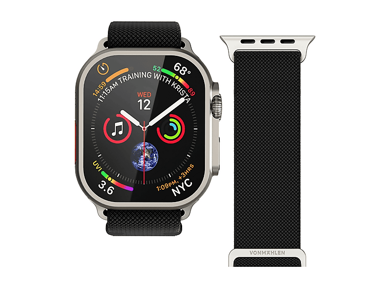 CINTURINO SMARTWATCH VONMAHLEN Cinturino Apple W Classic Nylon Loop, 44/45/46/49 Nero, flessibile CINTURINO SMARTWATCH VONMAHLEN Cinturino Apple W Classic Nylon Loop, 44/45/46/49 Nero, flessibile