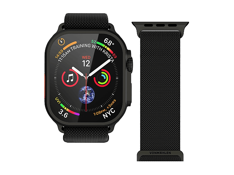 CINTURINO SMARTWATCH VONMAHLEN Cinturino Apple W Classic Nylon Loop, 44/45/46/49 Nero, flessibile CINTURINO SMARTWATCH VONMAHLEN Cinturino Apple W Classic Nylon Loop, 44/45/46/49 Nero, flessibile