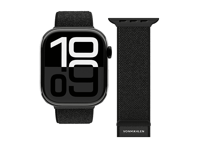CINTURINO SMARTWATCH VONMAHLEN Cinturino Apple W Fitness Loop 2, 44/45/46/49 Nero, Nylon intrecciato traspirante
