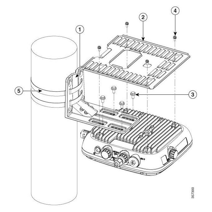 Cisco AIR-MNT-HORZ1= Kit di Fissaggio Orizzontale AIR-MNT-HORZ1 per Punto di Accesso Wireless Catalyst 9124AXI