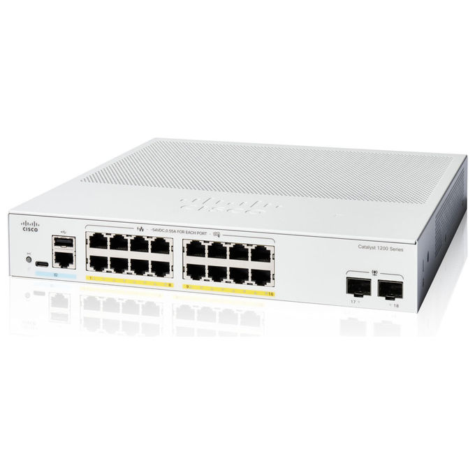 Cisco C1200-16P-2G Catalyst 1200-16P-2G Smart Switch 16 Porte GE PoE+ 2 SFP