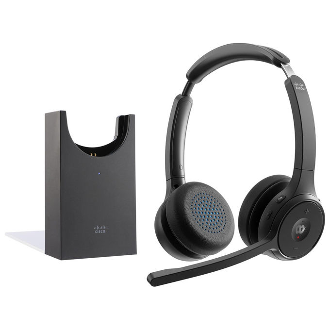 Cisco Cuffie Wireless On-Ear Bluetooth HS-WL-722-BUNAS-C Nero con Base di Ricarica Cisco Cuffie Wireless On-Ear Bluetooth HS-WL-722-BUNAS-C Nero con Base di Ricarica