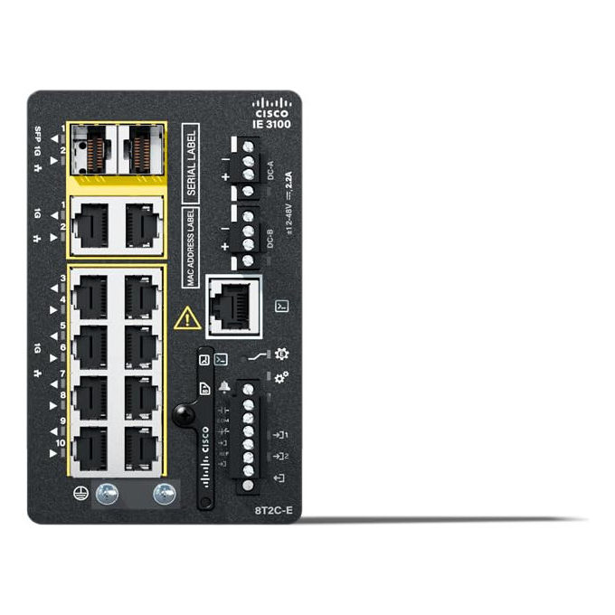 Cisco IE-3100-8T2C-E Switch Catalyst IE3100-8T2C-E 10 Porte Gigabit Ethernet Montaggio su Guida DIN Nero