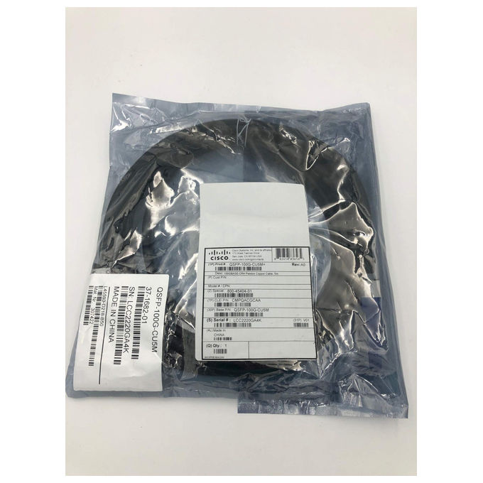 Cisco QSFP-100G-CU5M= Cavo in Rame Passivo QSFP-100G-CU5M 100GBASE-CR4 5m Grigio