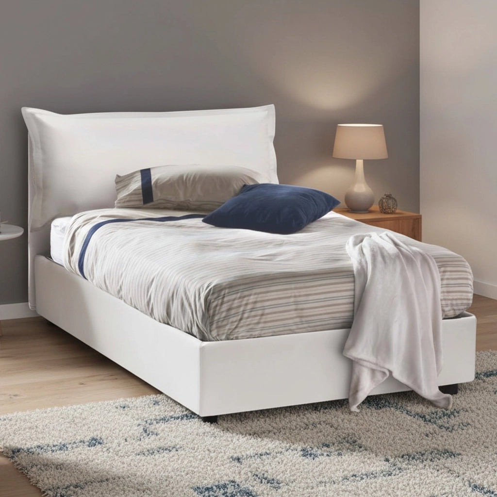 Cistus, Letto Piazza e Mezza Materasso Incluso Made in Italy, Bianco