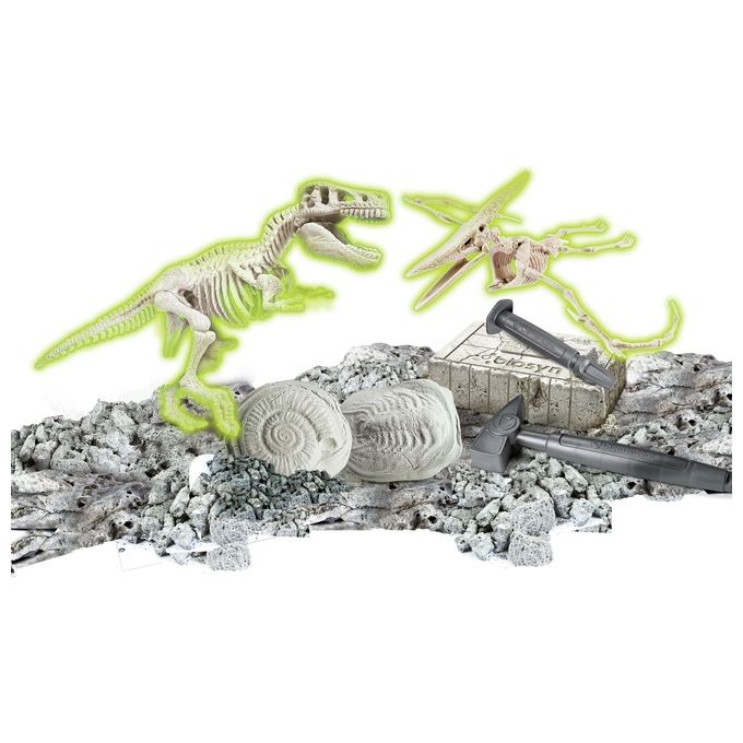 Clementoni 19306 Jurassic World 3 Dominion Kit Fossili da Scavare e Assemblare per Bambini con Scheletri di T Rex e Pteranodonte e Stampa Fossili in Creta colore Multicolore
