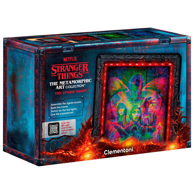 Clementoni 35155 Metamorphic Art Collection Puzzle Stranger Things The Upside Down 520 pezzi LED RGB con Cornice