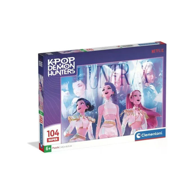 Clementoni puzzle 1000 pezzi K-pop Demon Hunters, Zoey Rumi e Mira, poster incluso, perfect fit, made in Italy, 70x50 cm