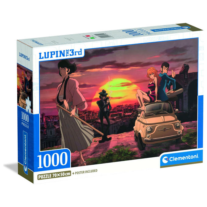 Clementoni Puzzle 1000 Pezzi Lupin III con Poster Made in Italy 70x50 cm