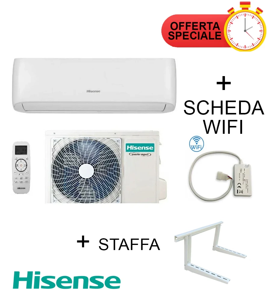 Climatizzatore Hisense 18000 Btu + Staffa + SCHEDA WIFI W4GX Inverter Serie EASY SMART R-32 Wi-Fi Optional Climatizzatore Hisense 18000 Btu + Staffa + SCHEDA WIFI W4GX Inverter Serie EASY SMART R-32 Wi-Fi Optional